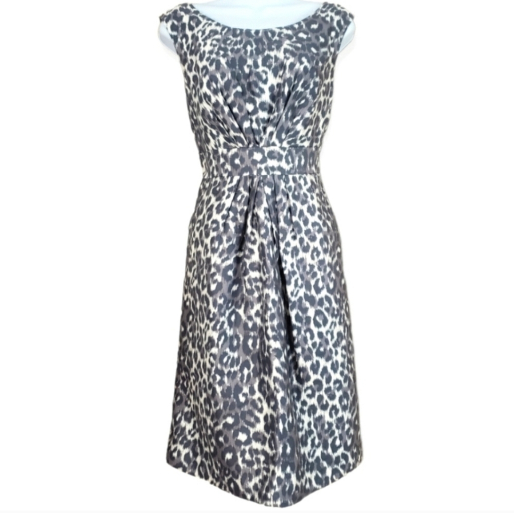 NWOT Kate Spade gray leopard print silk fit & flare dress Womens 4 - Picture 4 of 10